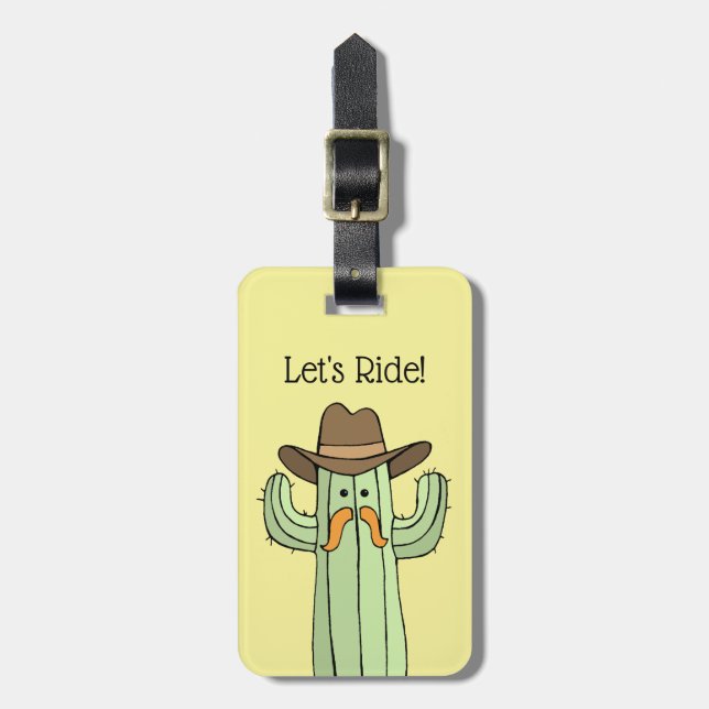 Cowboy Cactus Let's Ride Luggage Tag (Front Vertical)