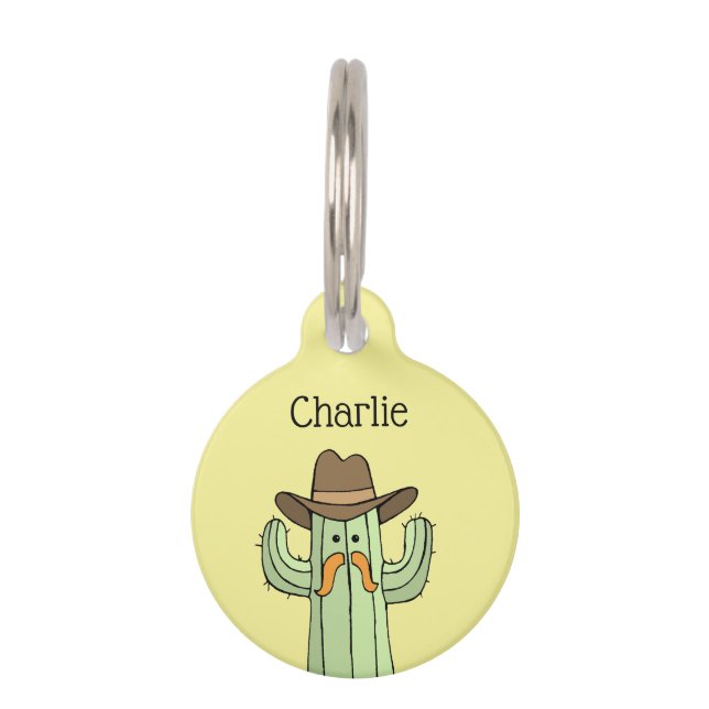 Cowboy Cactus Personalised Pet ID Tag (Front)