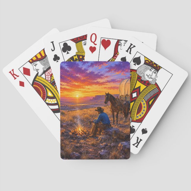 Cowboy Campfire Glow Playing Cards (Back)