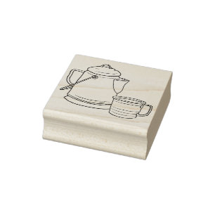 Cowboy Camping Coffee Pot and Tin Cup Rubber Stamp