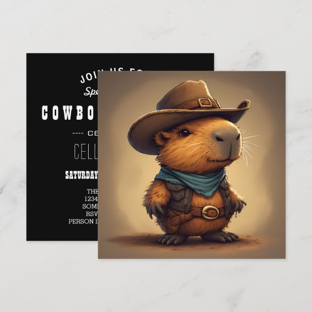 cowboy capybara invitation (Front/Back)