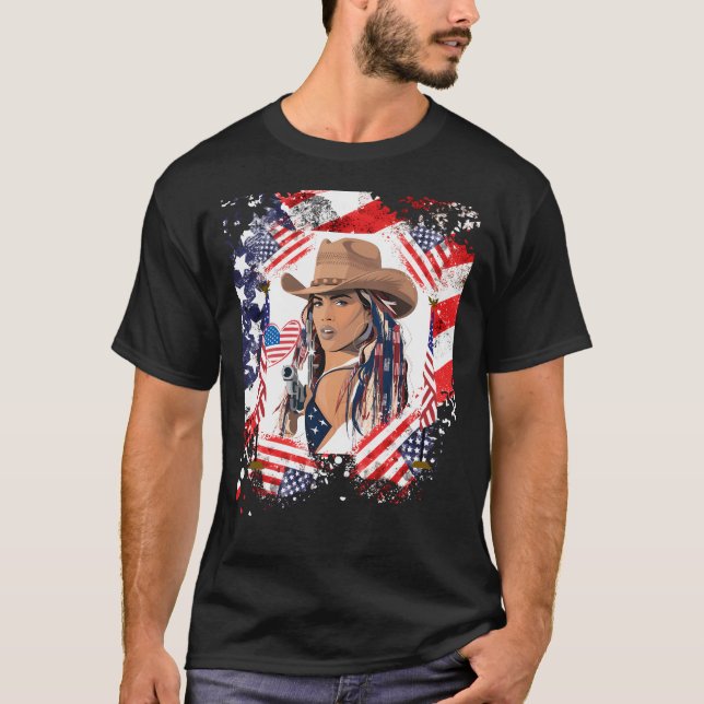 Cowboy Carter Profile Pic American Flag T-Shirt (Front)