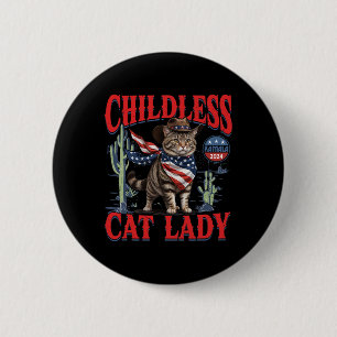 Cowboy Cat Childless Cat Lady For Kamala Election 6 Cm Round Badge