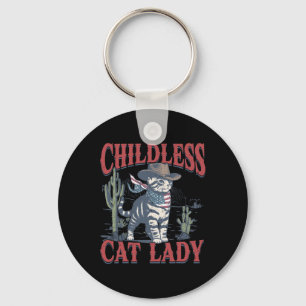 Cowboy Cat Childless Cat Lady For Kamala Election Key Ring