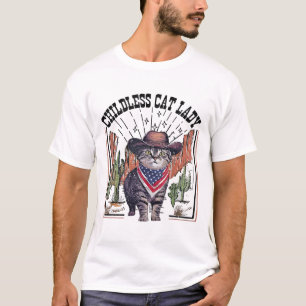 Cowboy Cat Childless Cat Lady For Kamala Election T-Shirt