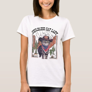 Cowboy Cat Childless Cat Lady For Kamala Election T-Shirt