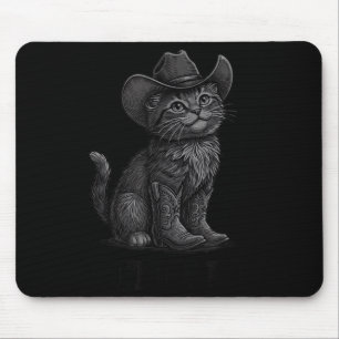 Cowboy Cat Kitty Up Vintage Western Cat Mouse Mat