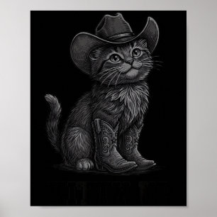 Cowboy Cat Kitty Up Vintage Western Cat  Poster