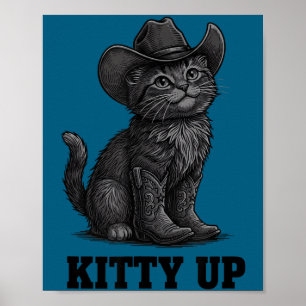 Cowboy Cat Kitty Up Vintage Western Cat  Poster