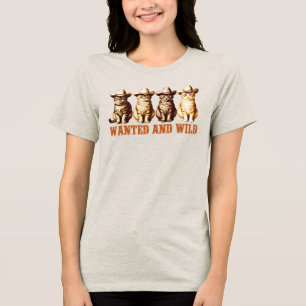 Cowboy Cats Wild Western Kitty Graphic Tee, Tri-Blend Shirt