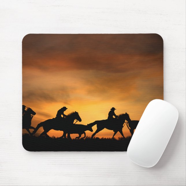 Cowboy Cattle Drive Country Western Mouse Mat (With Mouse)
