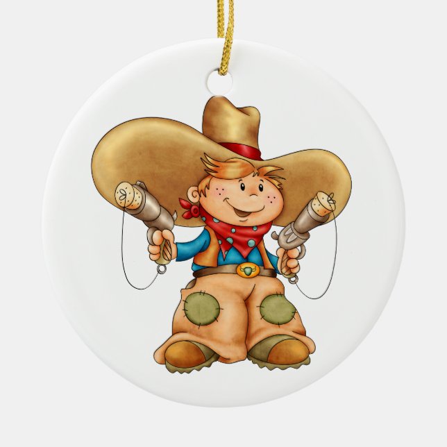 Cowboy Ceramic Tree Decoration (Front)