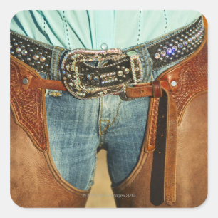 Cowboy chaps square sticker
