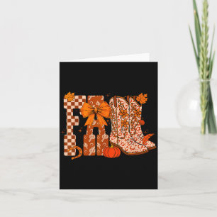 Cowboy Checkered Fall,fall Pumpkin,boots Cow Funny Card
