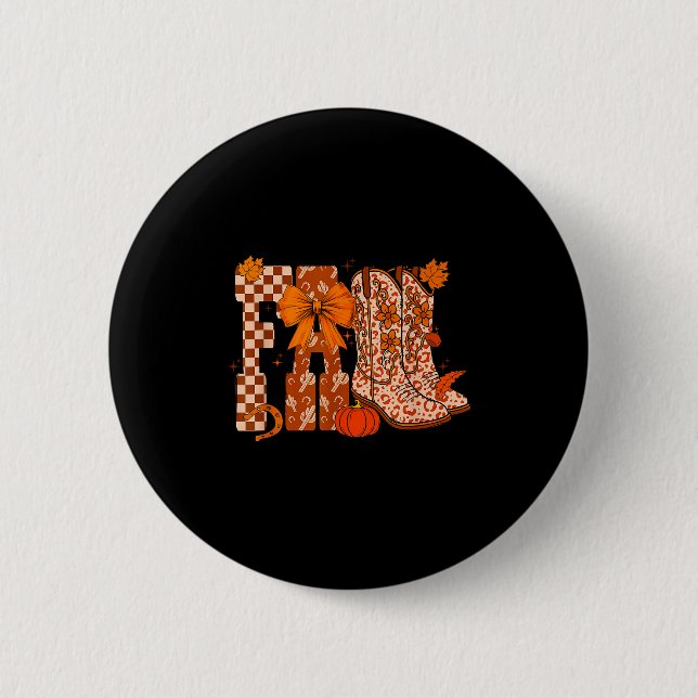 Cowboy Chequered Fall,fall Pumpkin,boots Cow Funny 6 Cm Round Badge (Front)