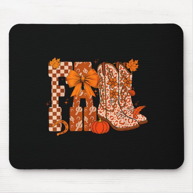 Cowboy Chequered Fall,fall Pumpkin,boots Cow Funny Mouse Mat (Front)