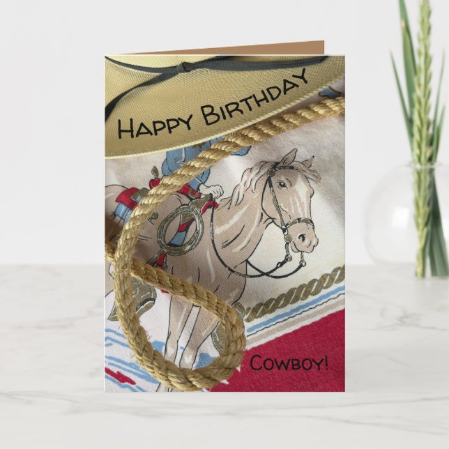  Cowboy Child Birthday Card & riding horse pony  (Front)