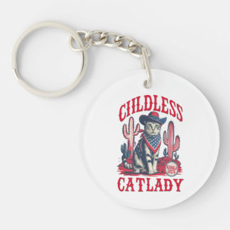 cowboy childless cat lady for kamala harris 2024 key ring