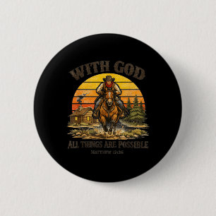 Cowboy Christian Bible Verse Western Country Jesus 6 Cm Round Badge