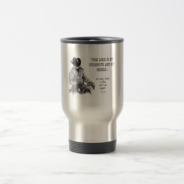 COWBOY, CHRISTIAN: TRAVEL MUG: BIBLE VERSE TRAVEL MUG (Center)