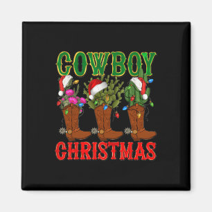 Cowboy Christmas Boots And Cactus Xmas Pjs Men Wom Magnet