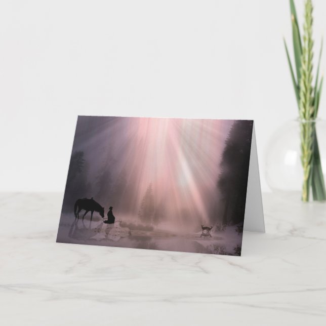 Cowboy Christmas Cards, Religious Faith Believe Holiday Card (Front)