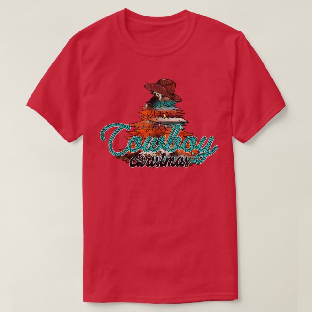 Cowboy Christmas, Cowboy Christmas Tree, Merry Chr T-Shirt (Design Front)