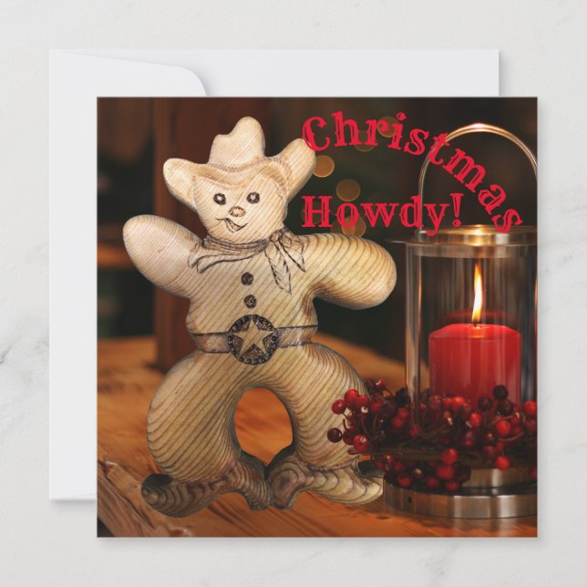 Cowboy Christmas Gingerbread Man Holiday Card (Front)