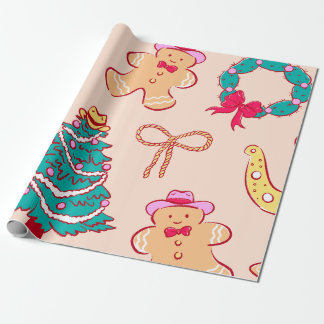 Cowboy Christmas Gingerbread Wrapping Paper