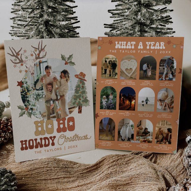 Cowboy Christmas Multi Photo Year In Review Holiday Card (Creator Uploaded)