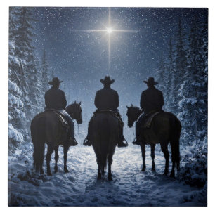Cowboy Christmas North Star Artwork Tile