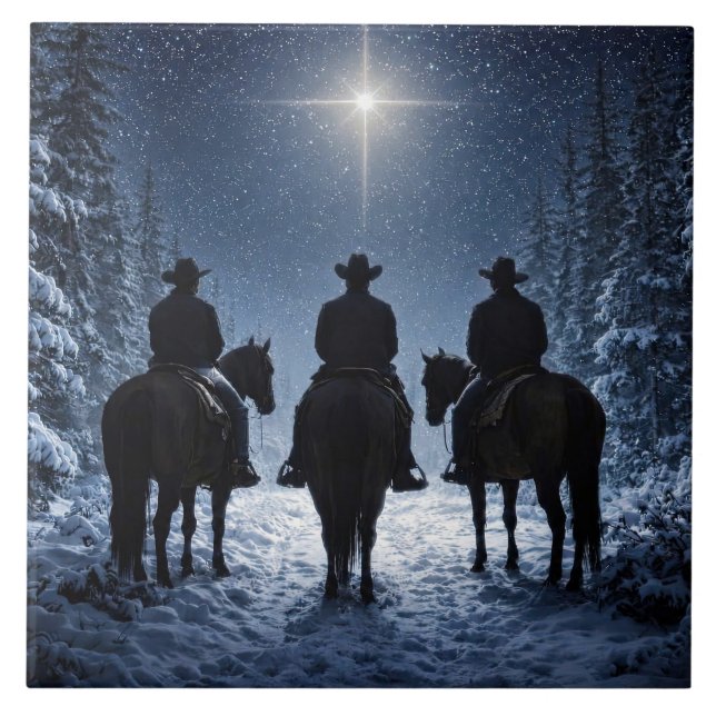 Cowboy Christmas North Star Artwork Tile (Front)