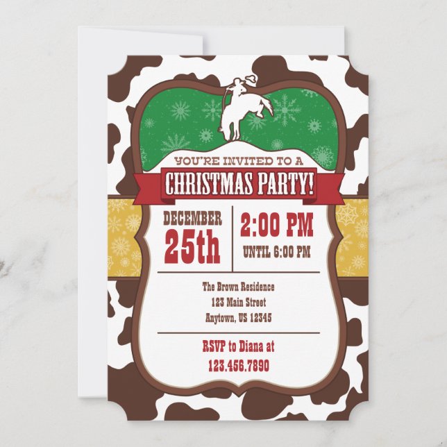Cowboy Christmas Party Invitation (Front)
