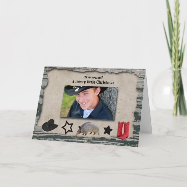 Cowboy Christmas Photo Christmas Card (Front)