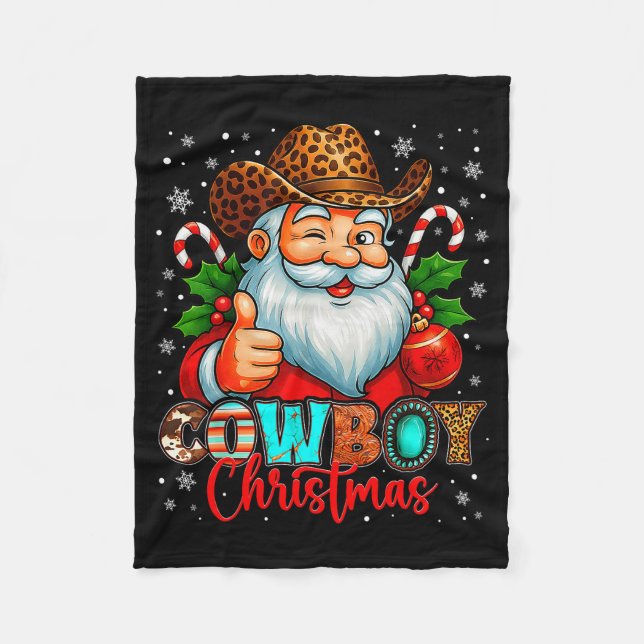 Cowboy Christmas Santa Pajamas Xmas Men Boy Kids O Fleece Blanket (Front)