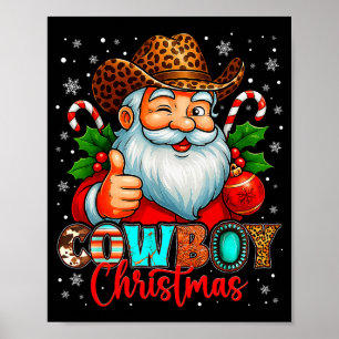 Cowboy Christmas Santa Pajamas Xmas Men Boy Kids O Poster