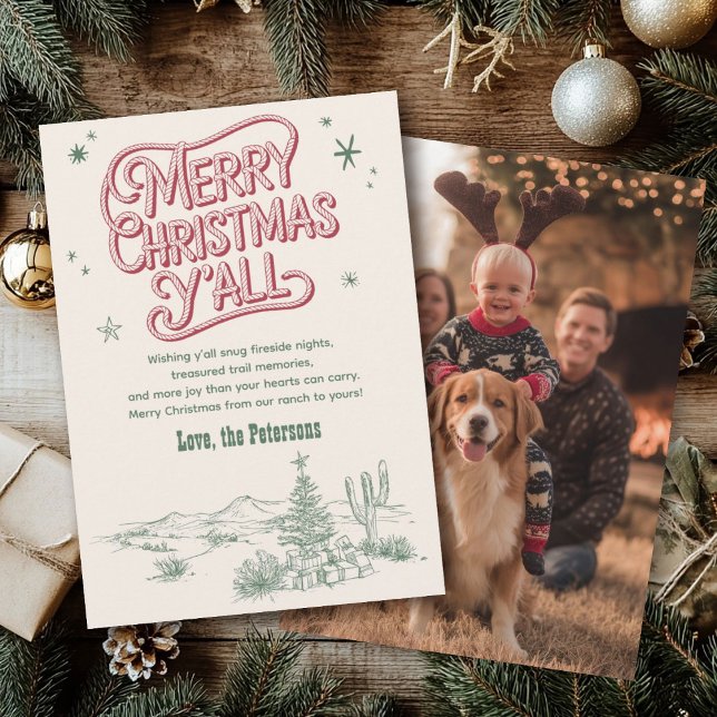 Cowboy Christmas Western Merry Christmas Photo Holiday Card (Creator Uploaded)