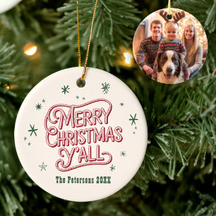 Cowboy Christmas Western Merry Christmas Y'all Ceramic Tree Decoration