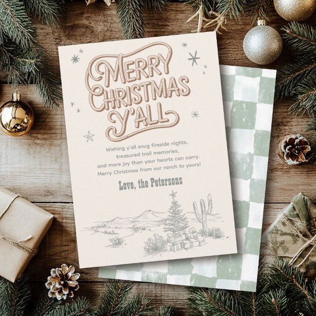 Cowboy Christmas Western Merry Christmas Y'all Holiday Card (Creator Uploaded)