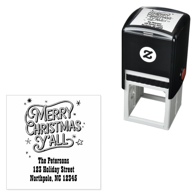 Cowboy Christmas Western Merry Christmas Y'all Self-inking Stamp (In Situ)