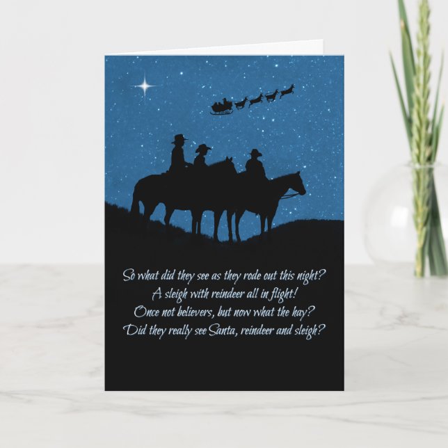 Cowboy Christmas with Santa and Sleigh Card (Front)
