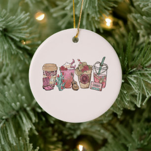 Cowboy Coffee Time Ceramic Tree Decoration