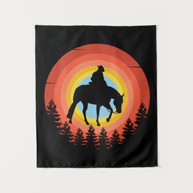 COWBOY COLORFUL SUNSET  TAPESTRY (Front)