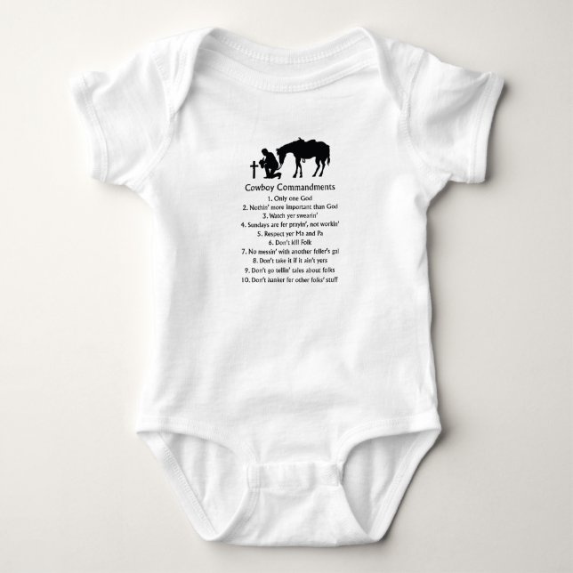 Cowboy Commandments Baby Bodysuit (Front)