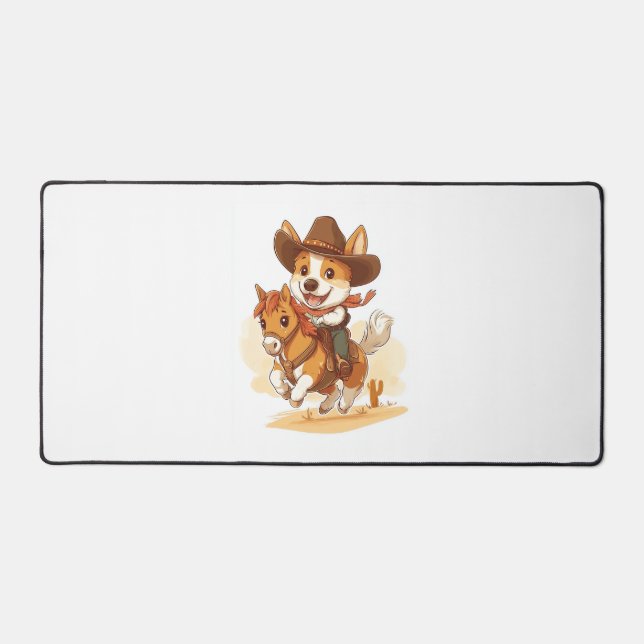 Cowboy Corgi – Western Rodeo Dog Desk Mat (Front)