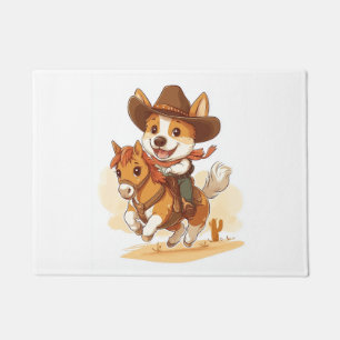 Cowboy Corgi � Western Rodeo Dog Doormat