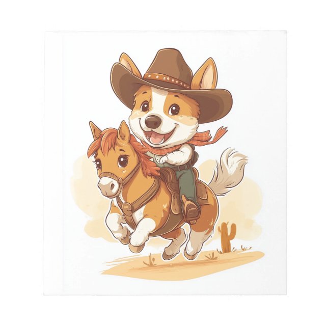 Cowboy Corgi � Western Rodeo Dog Notepad (Front)