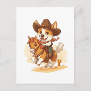 Cowboy Corgi � Western Rodeo Dog Postcard