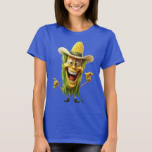 Cowboy Corn Cartoon T-shirt