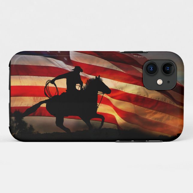 Cowboy Country Western American Flag Rodeo Case-Mate iPhone Case (Back (Horizontal))